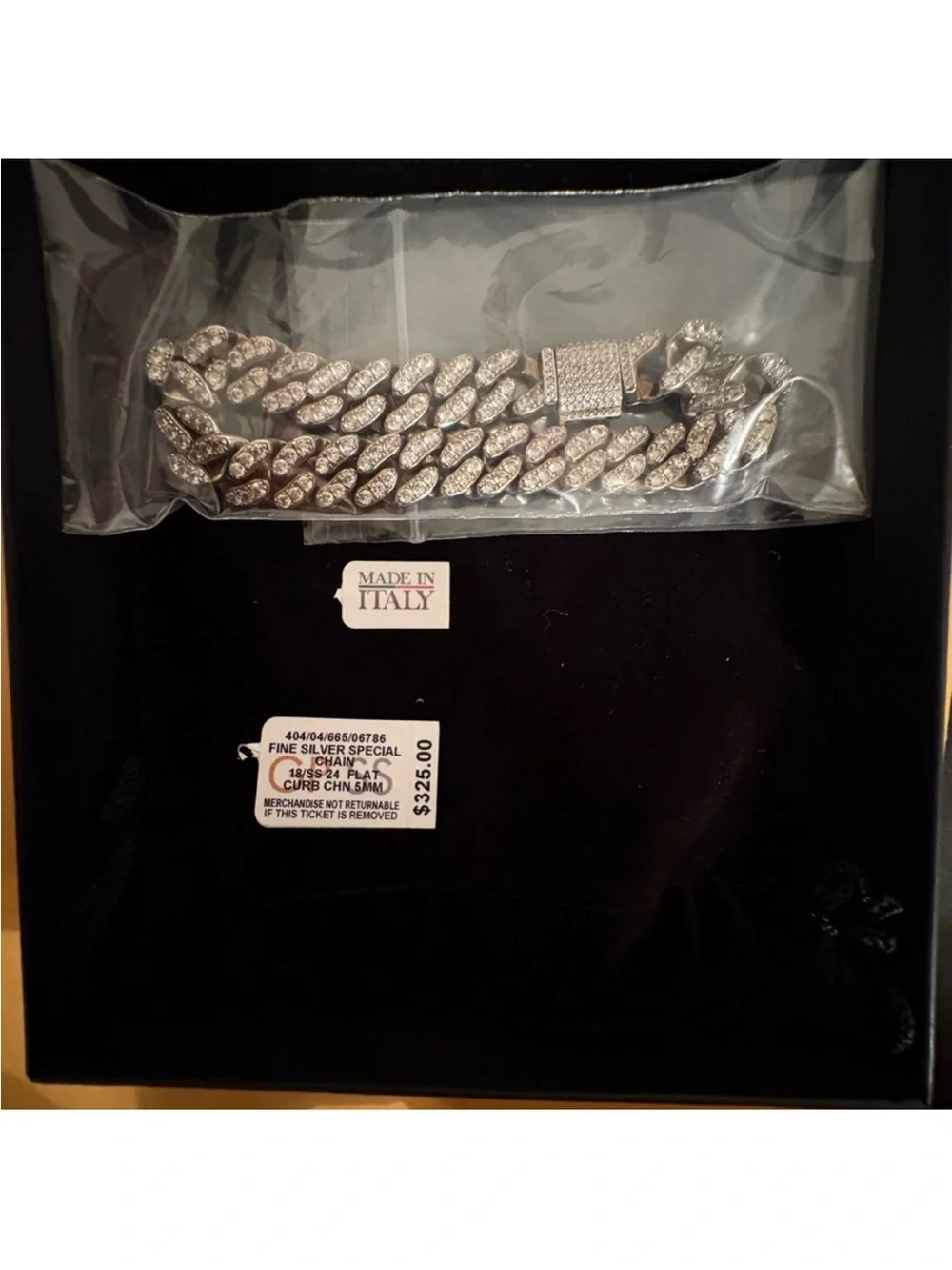 Macy's Silver Cubic Zirconia Curb Link Bracelet - White Crystal